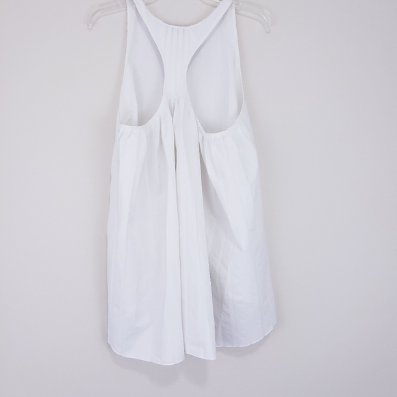 Athleta White Sojourn Tank Size Large Pleated Racerback FLAW - Picture 7 of 11